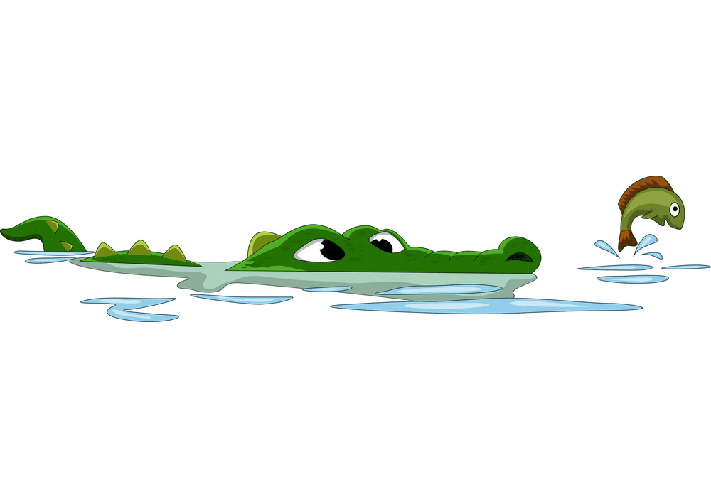 Alligator in Water clipart png