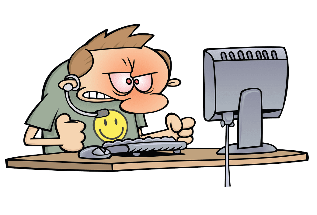 Angry Man Using Computer clipart transparent