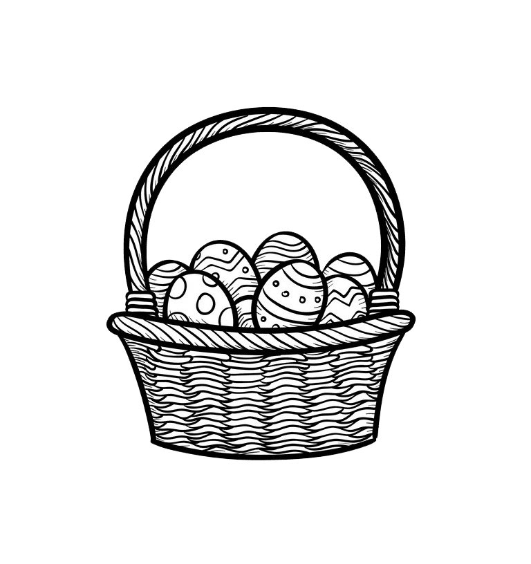 Balck and White Easter Basket clipart transparent