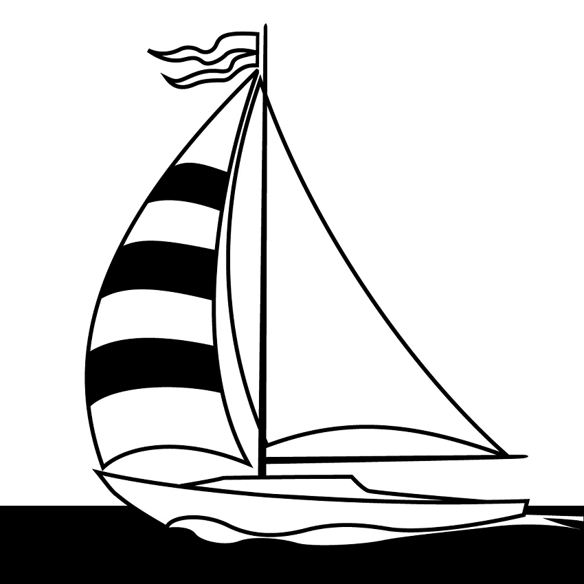 Black and White Sailboat clipart png