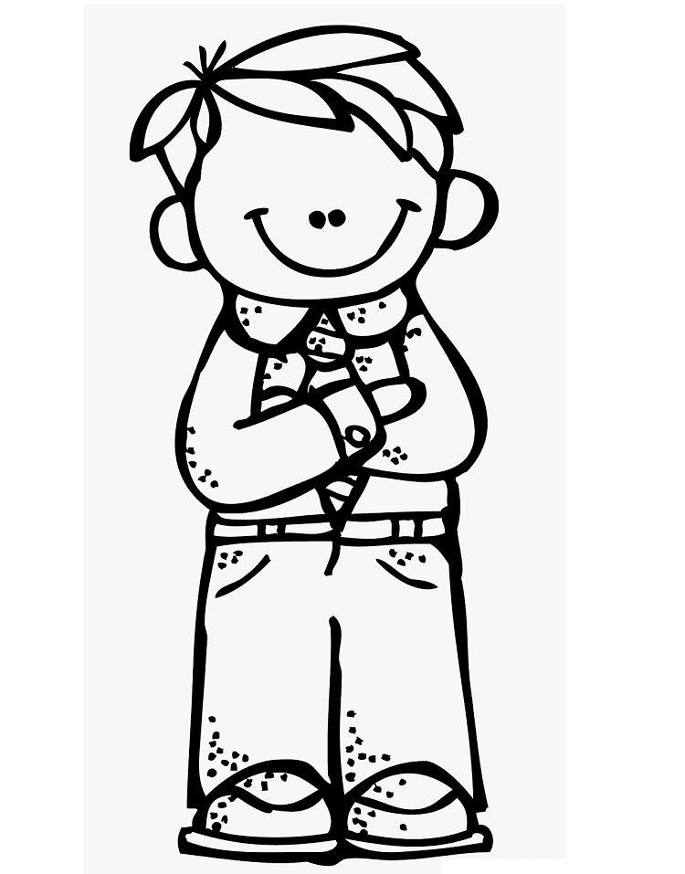 Boy Clipart Black and White 2