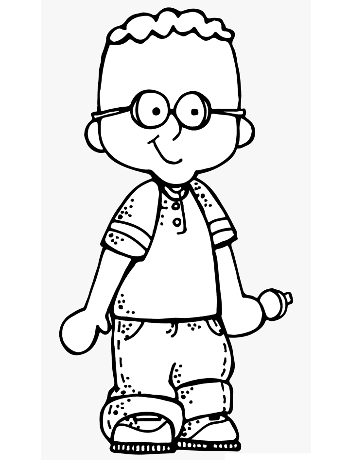 Boy Clipart Black and White 3