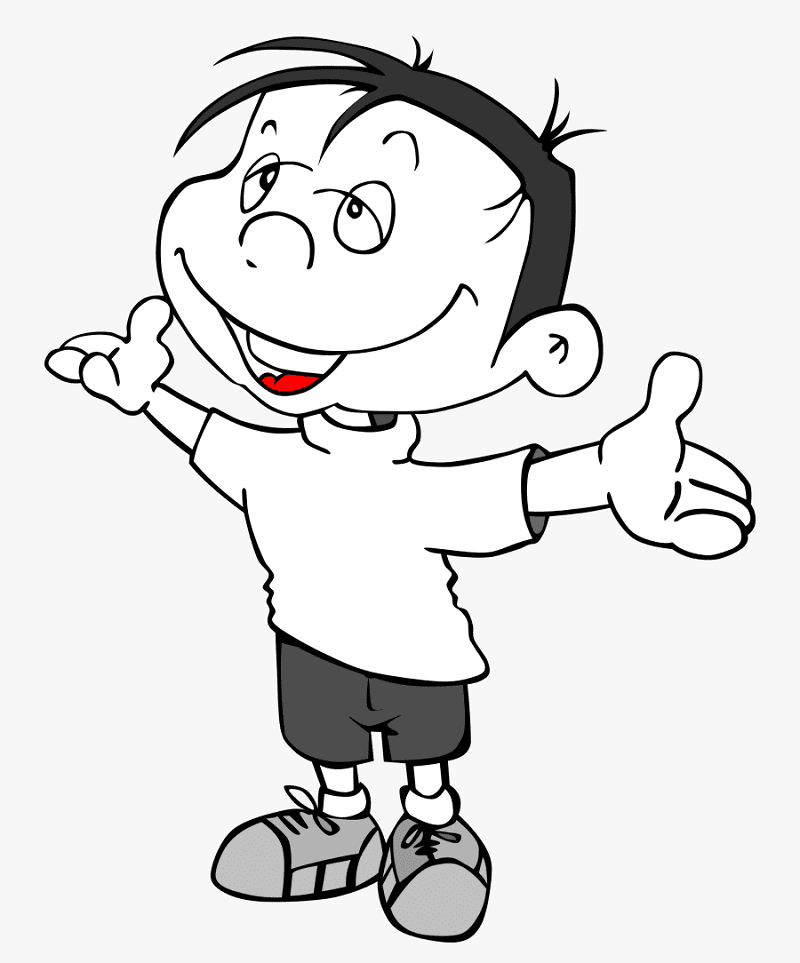 Boy Clipart Black and White 4