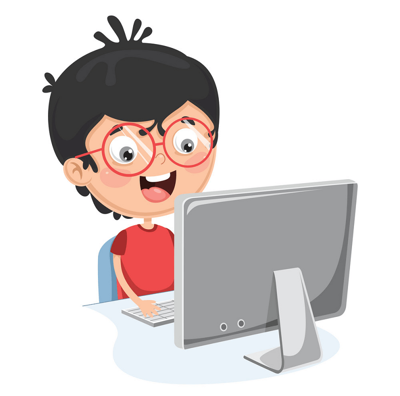Boy with Computer clipart