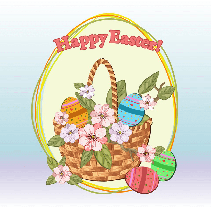 Clipart Easter Basket with Flowers