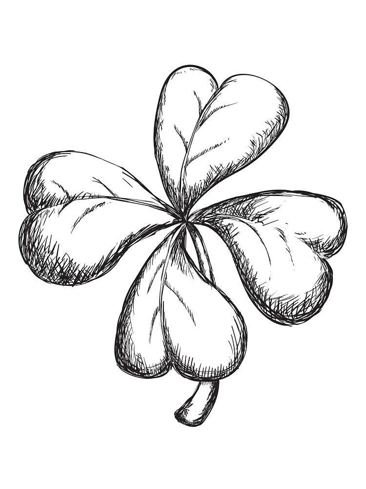 Four Leaf Clover Clipart Black and White 3