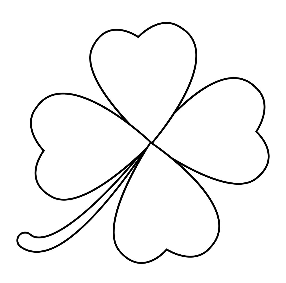 Four Leaf Clover Clipart Black and White 5