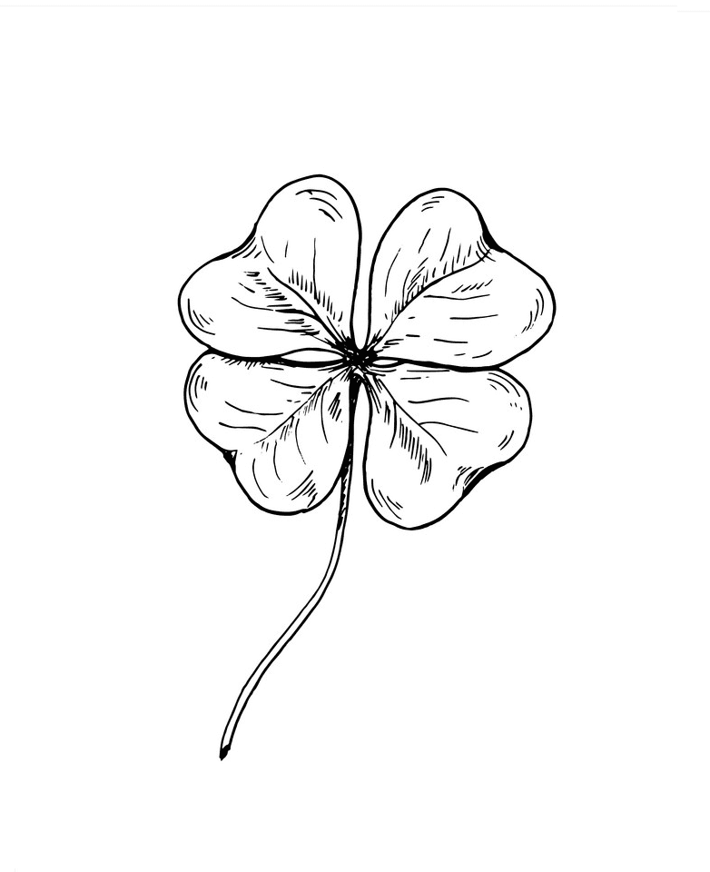 Four Leaf Clover Clipart Black and White 7