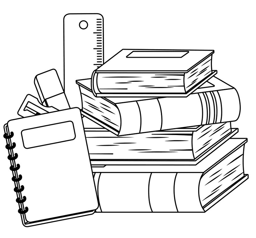Free School Supplies Clipart Black and White