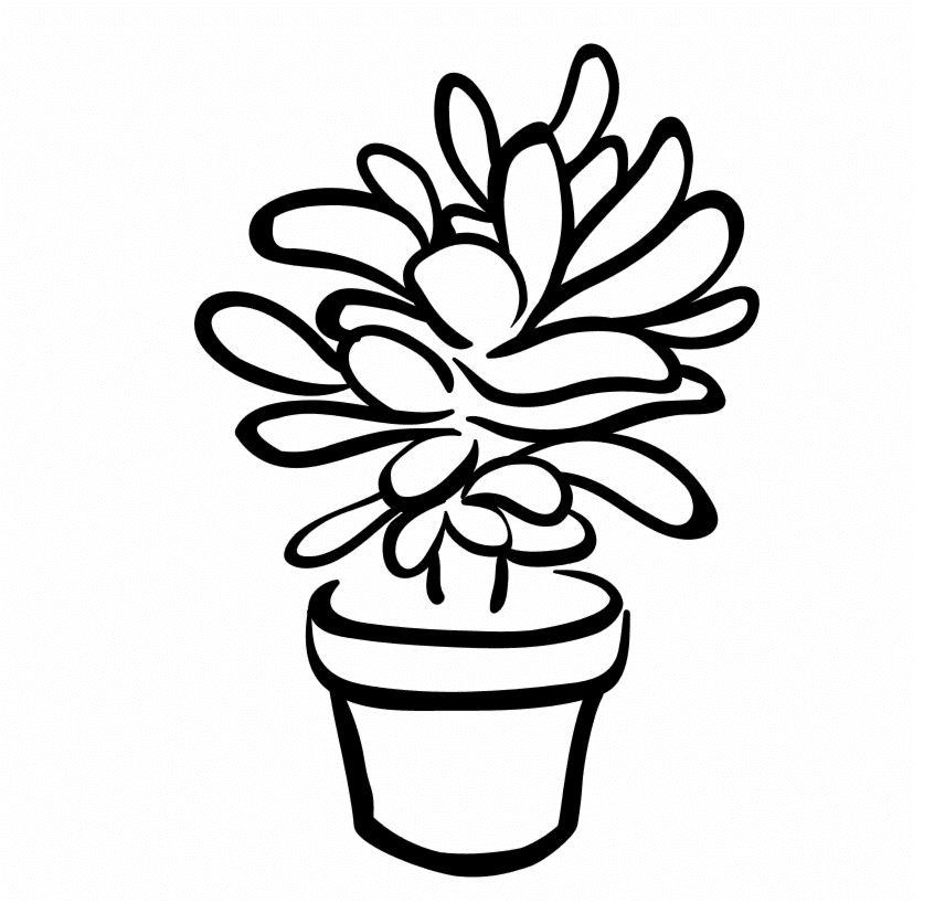 Free Succulent Clipart Black and White