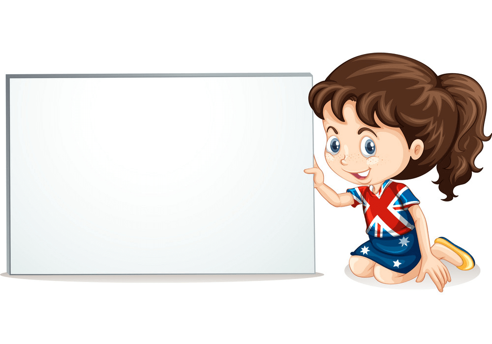 Girl and Whiteboard clipart