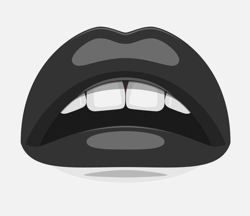 Glossy Lips Clipart Black and White
