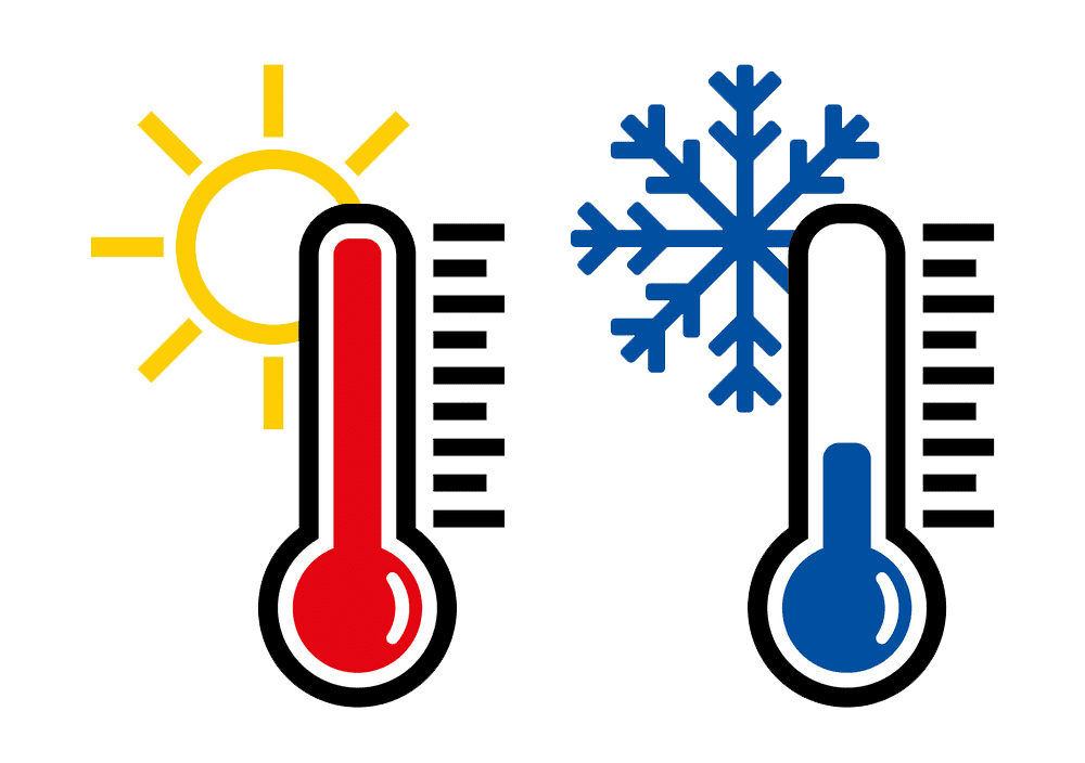 Hot and Cold Thermometer clipart transparent