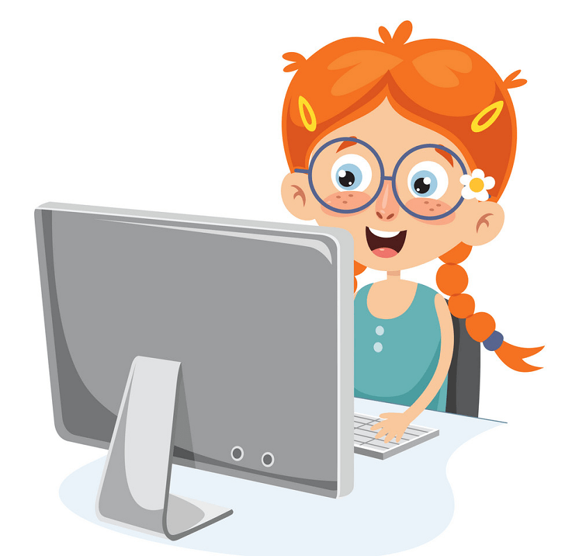 Kid with Computer clipart