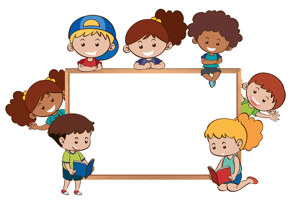 Kids and Whiteboard clipart