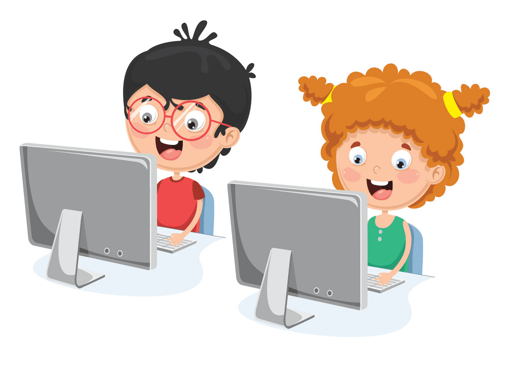 Kids with Computer clipart png