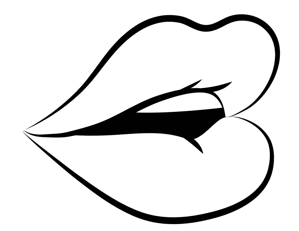 Lips Clipart Black and White 1