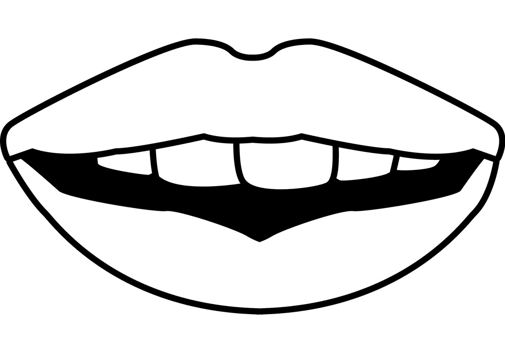 Lips Clipart Black and White 7