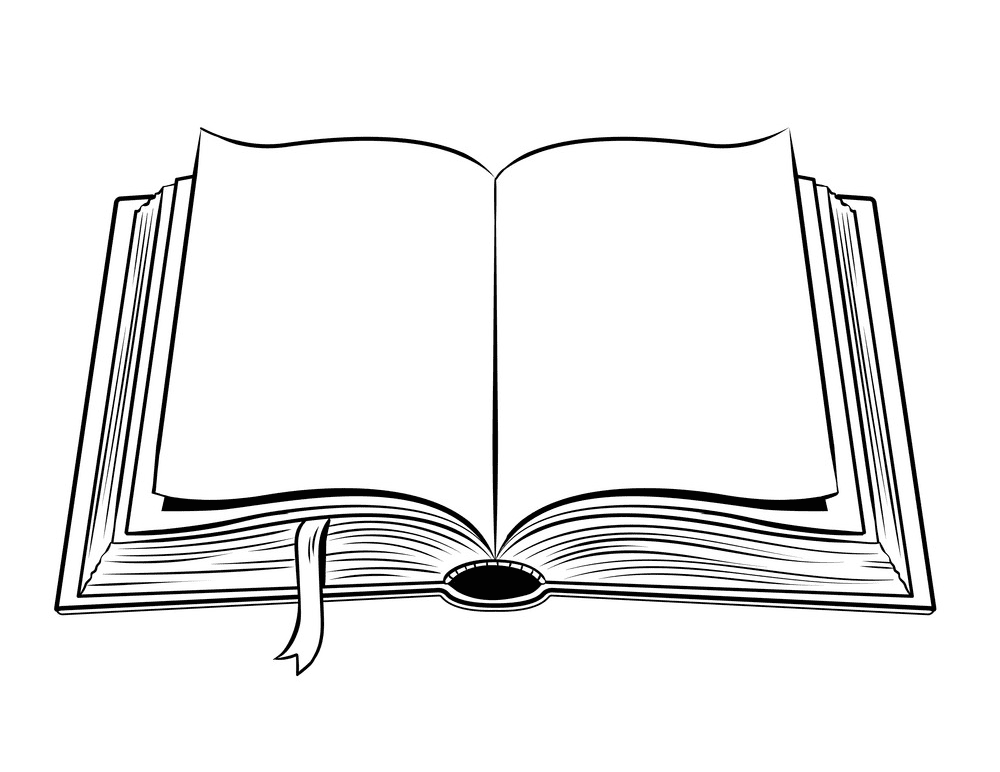 Open Book Clipart Black and White 1