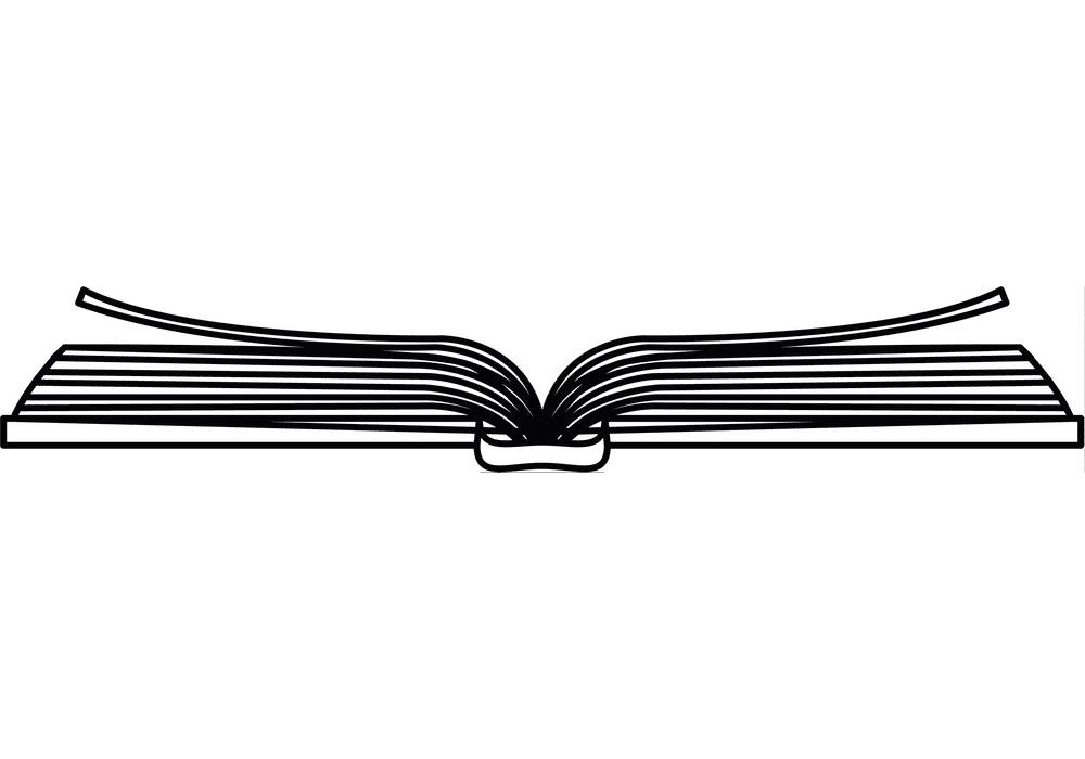 Open Book Clipart Black and White 3