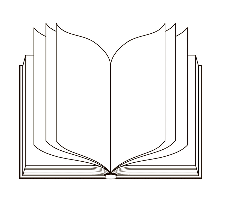 Open Book Clipart Black and White 4