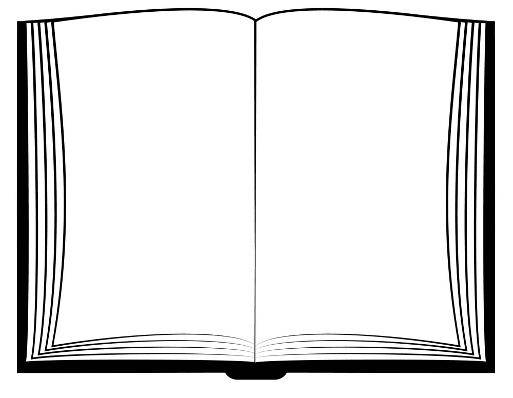 Open Book Clipart Black and White 5