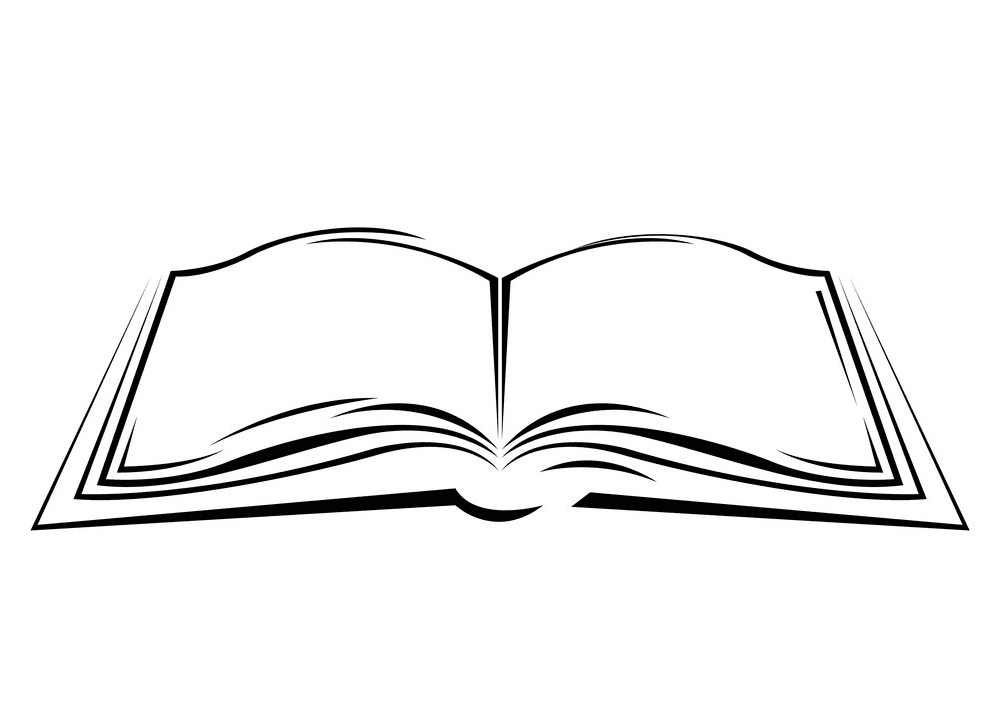 Open Book Clipart Black and White 7