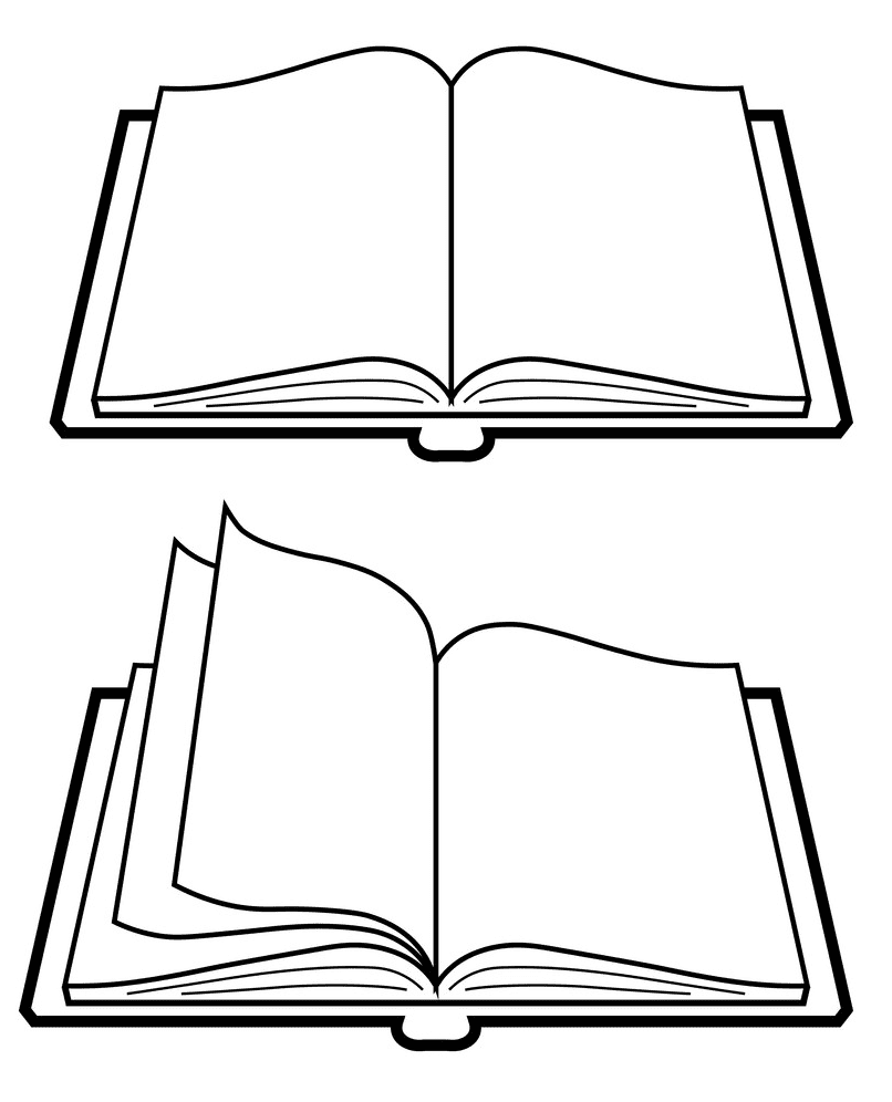 Open Book Clipart Black and White