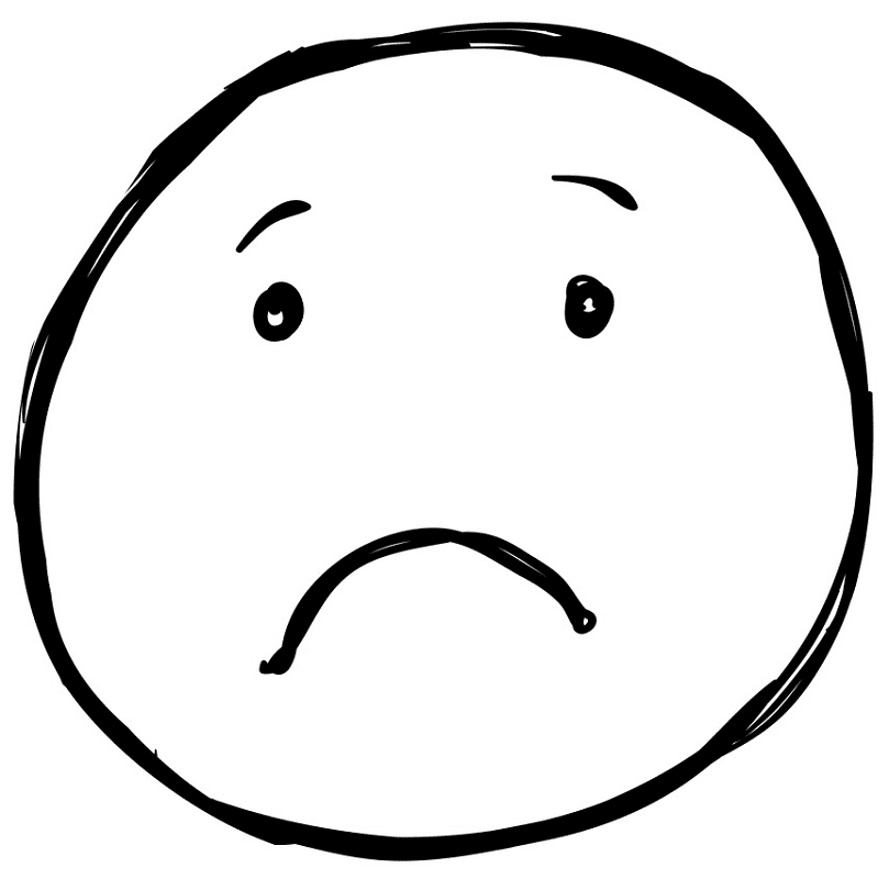 Sad Face Clipart Black and White 1