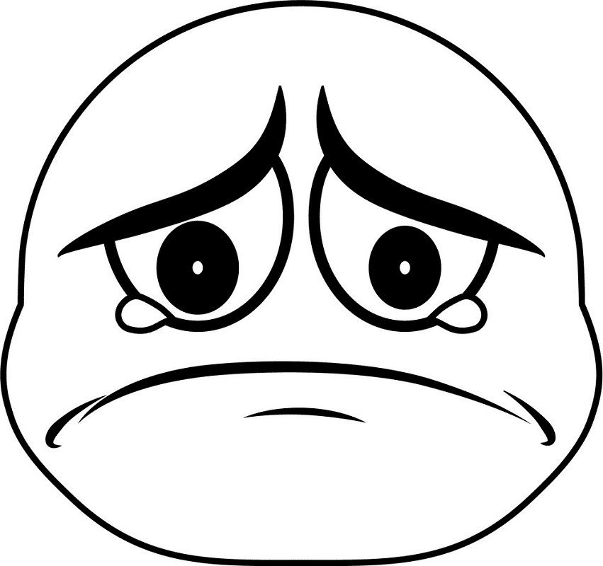 Sad Face Clipart Black and White 2