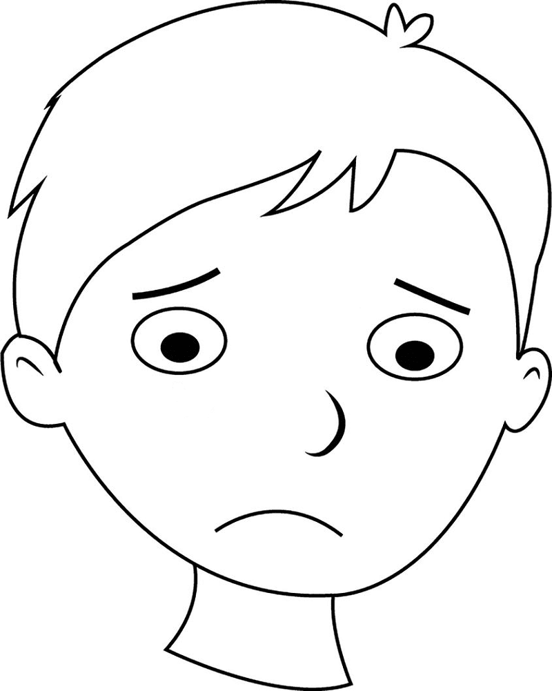 Sad Face Clipart Black and White 7