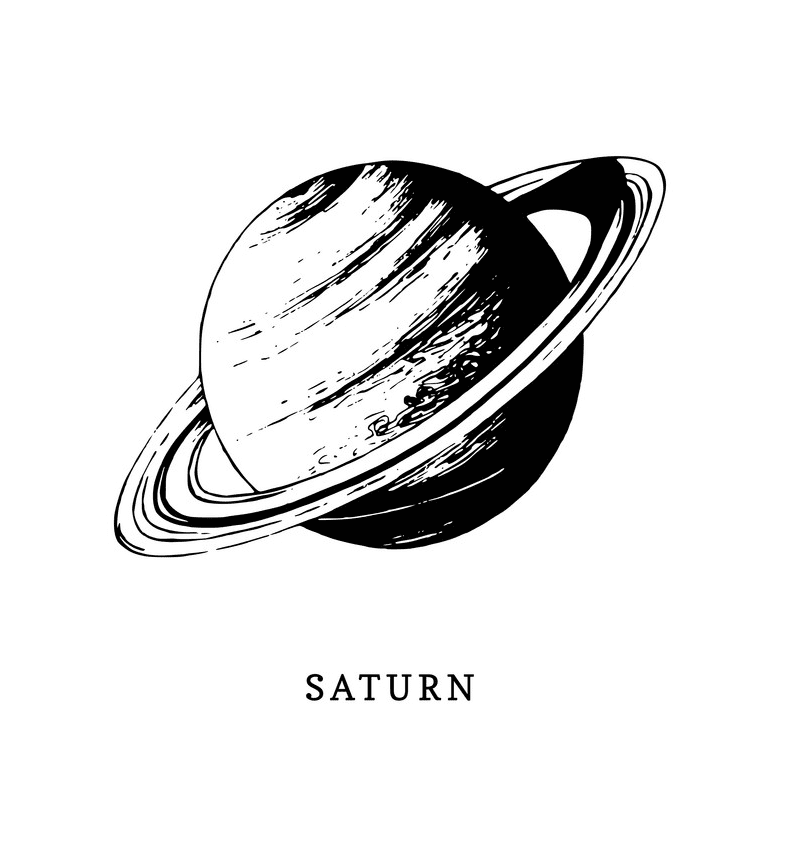 Saturn Black and White clipart 2