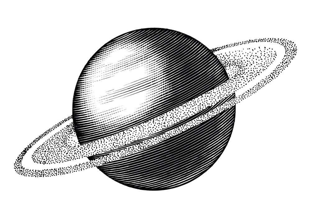 Saturn Black and White clipart 3