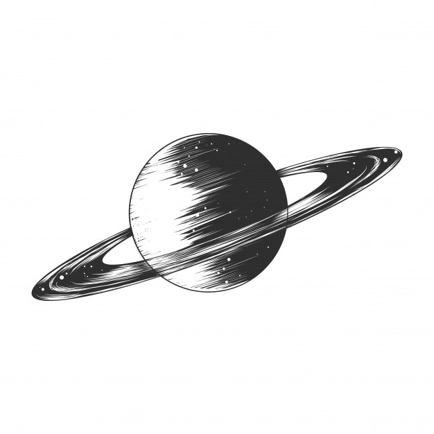 Saturn Black and White clipart free