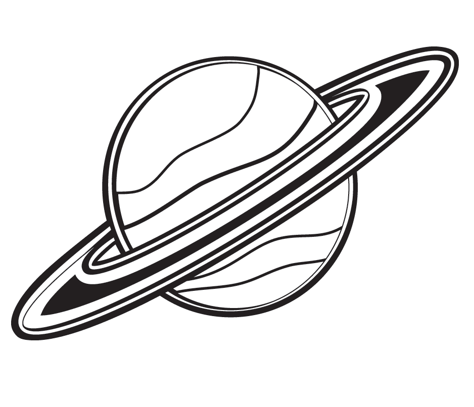 Saturn Clipart Black and White 1