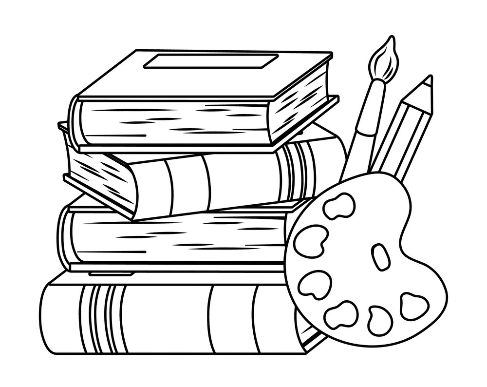 School Supplies Clipart Black and White 1