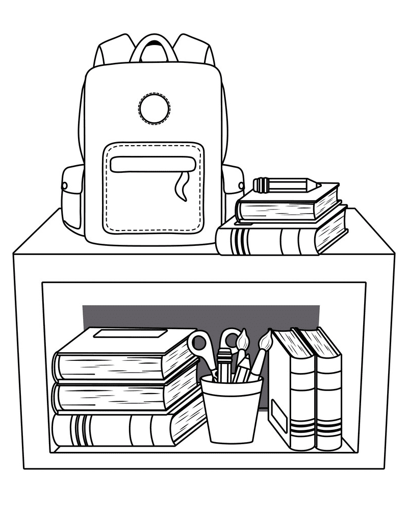 School Supplies Clipart Black and White