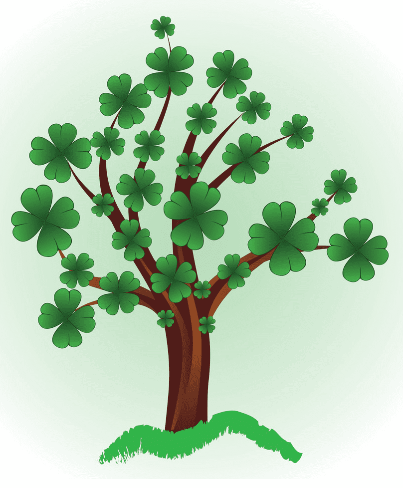 Tree with Four Leaf Clover clipart