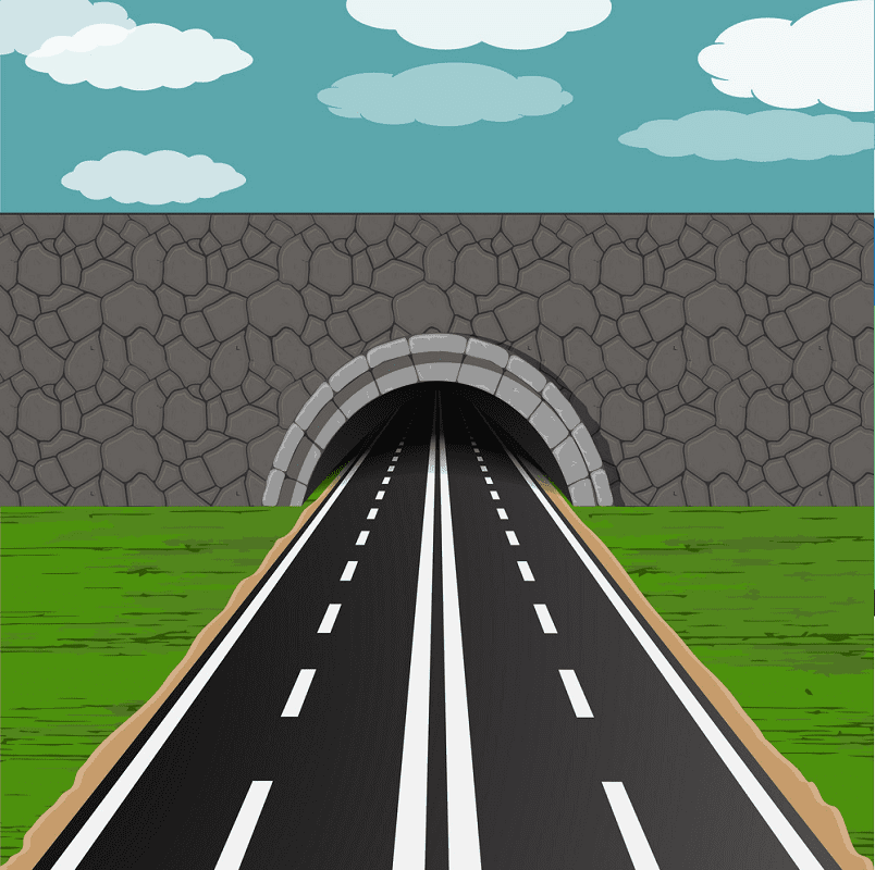 Tunnel with Road clipart