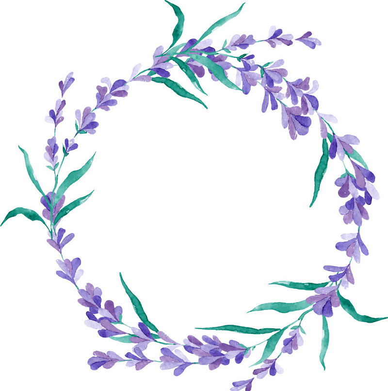 Watercolor Lavender Wreath clipart free