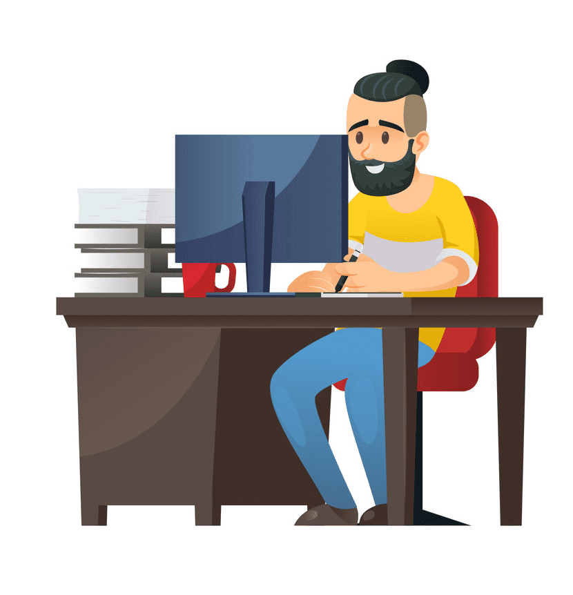 Working on Computer clipart