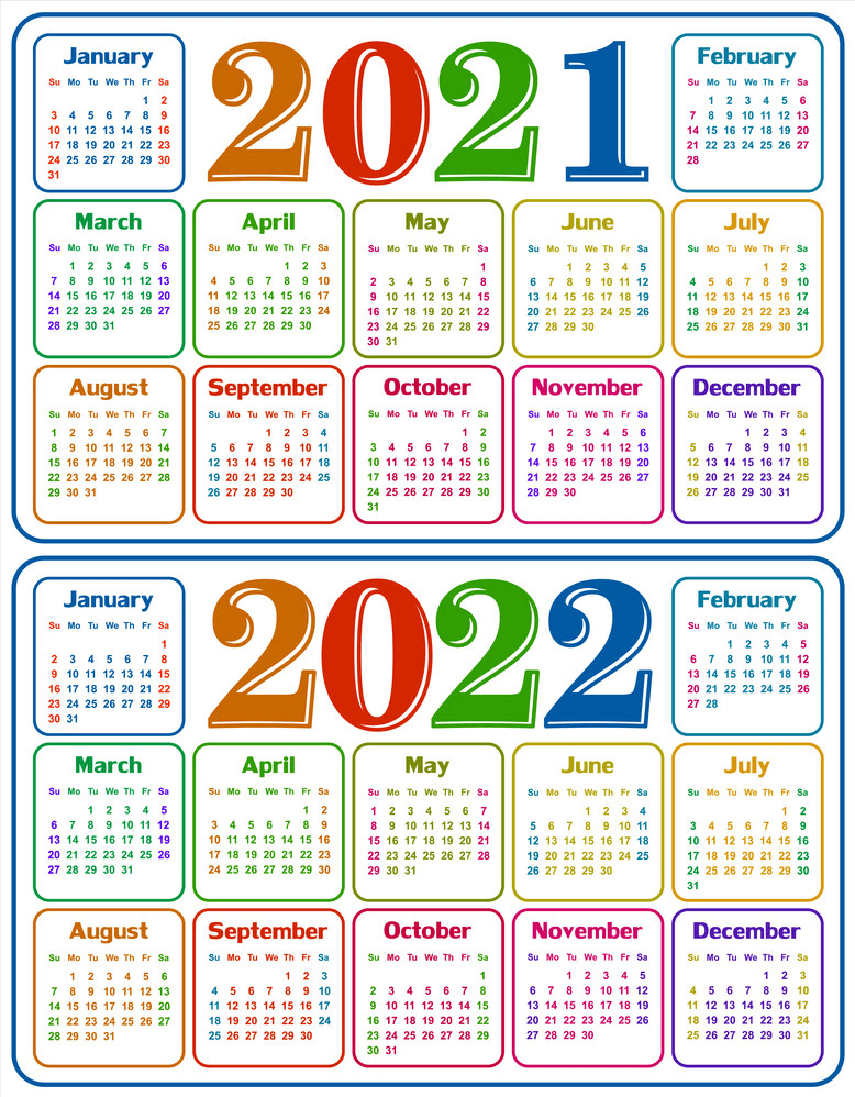 2021 and 2022 Calendar clipart free