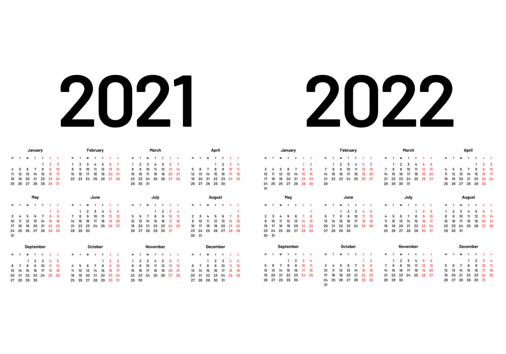 2021 and 2022 Calendar clipart