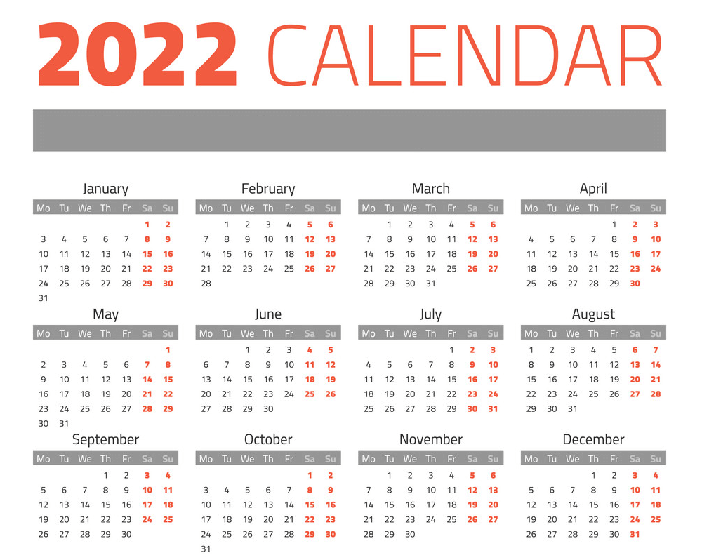 2022 Calendar clipart free