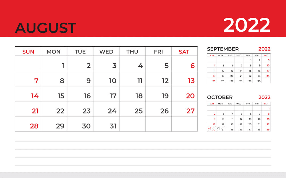 August 2022 Calendar clipart