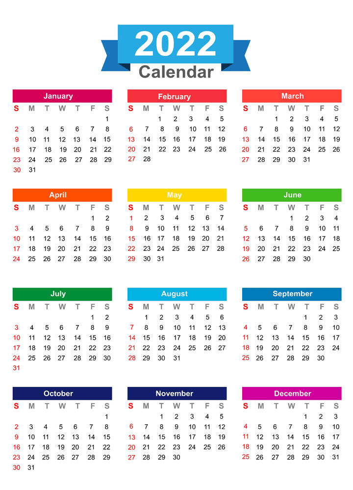 Colorful 2022 Calendar clipart