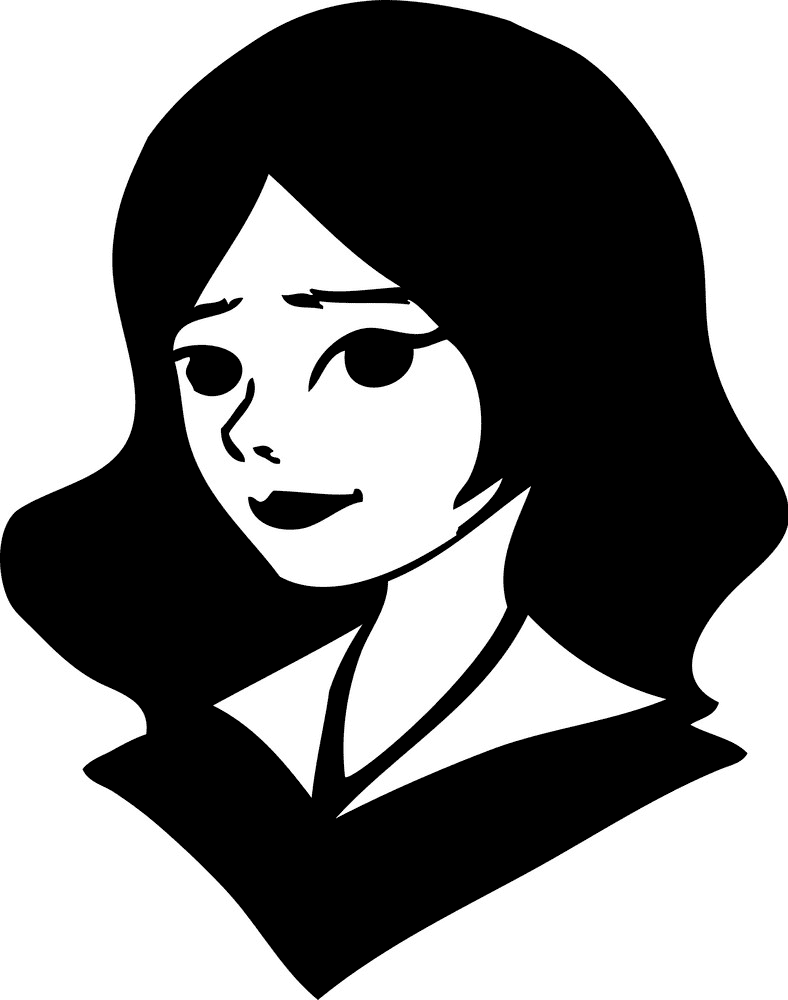 Cool Girl Clipart Black and White