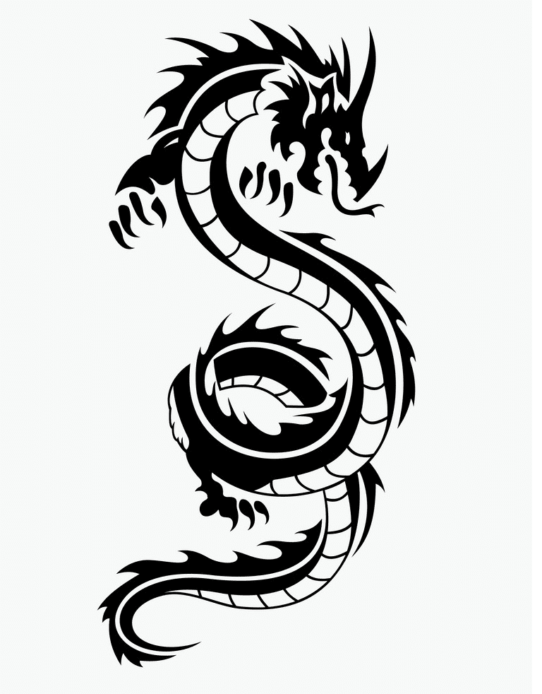 Dragon Black and White clipart free
