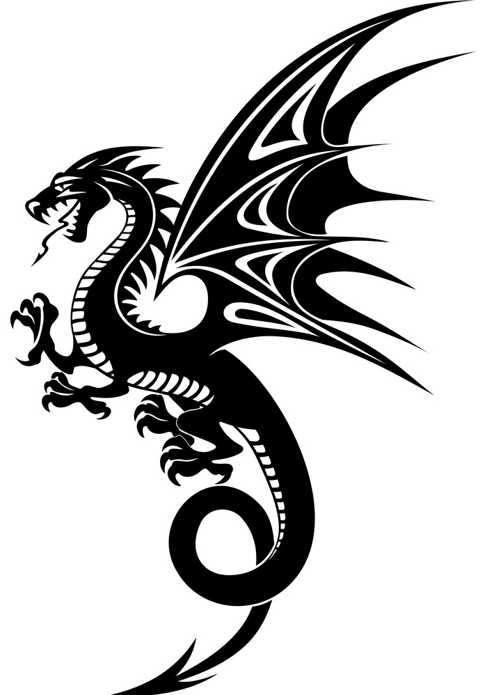 Dragon Black and White clipart