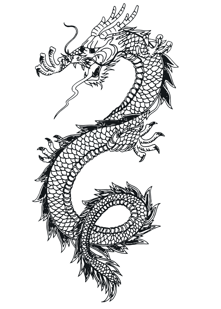 Dragon Clipart Black and White 1